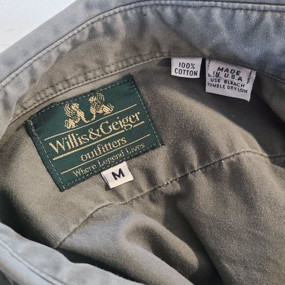 Vintage Willis and Geiger Shooting Hunting Shirt Army Green Men Med Utility USA - Picture 4 of 11